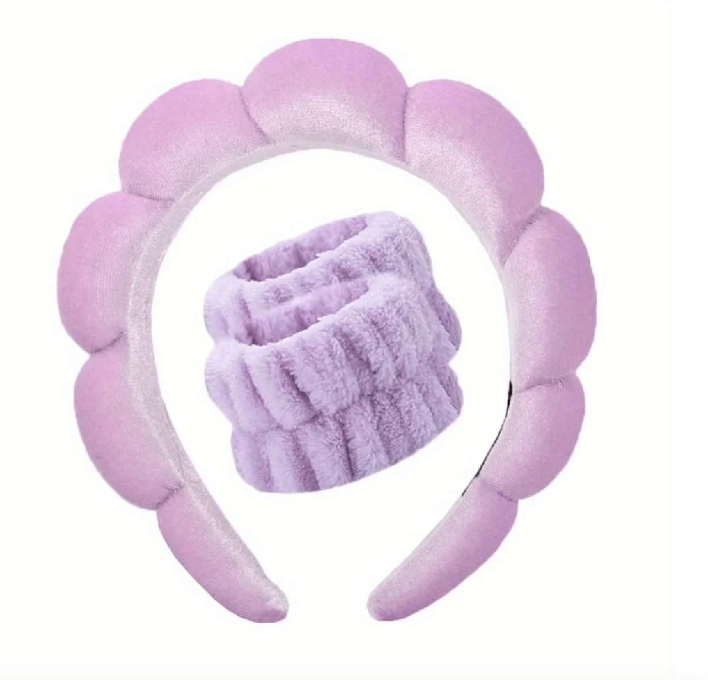 3pcs Solid Bath Headband & Bath Wrist Band Set