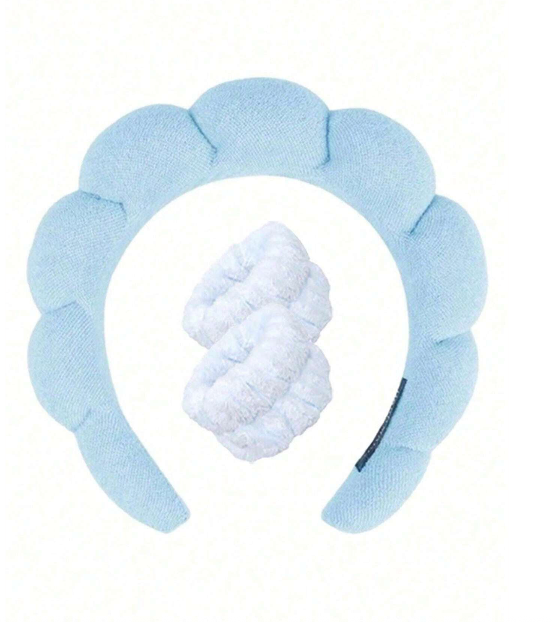3pcs Solid Bath Headband & Bath Wrist Band Set