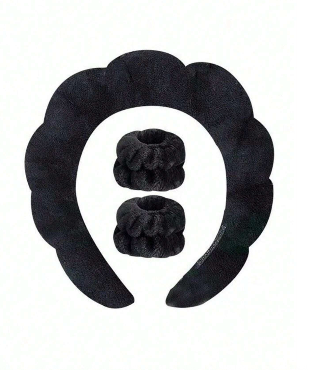 3pcs Solid Bath Headband & Bath Wrist Band Set