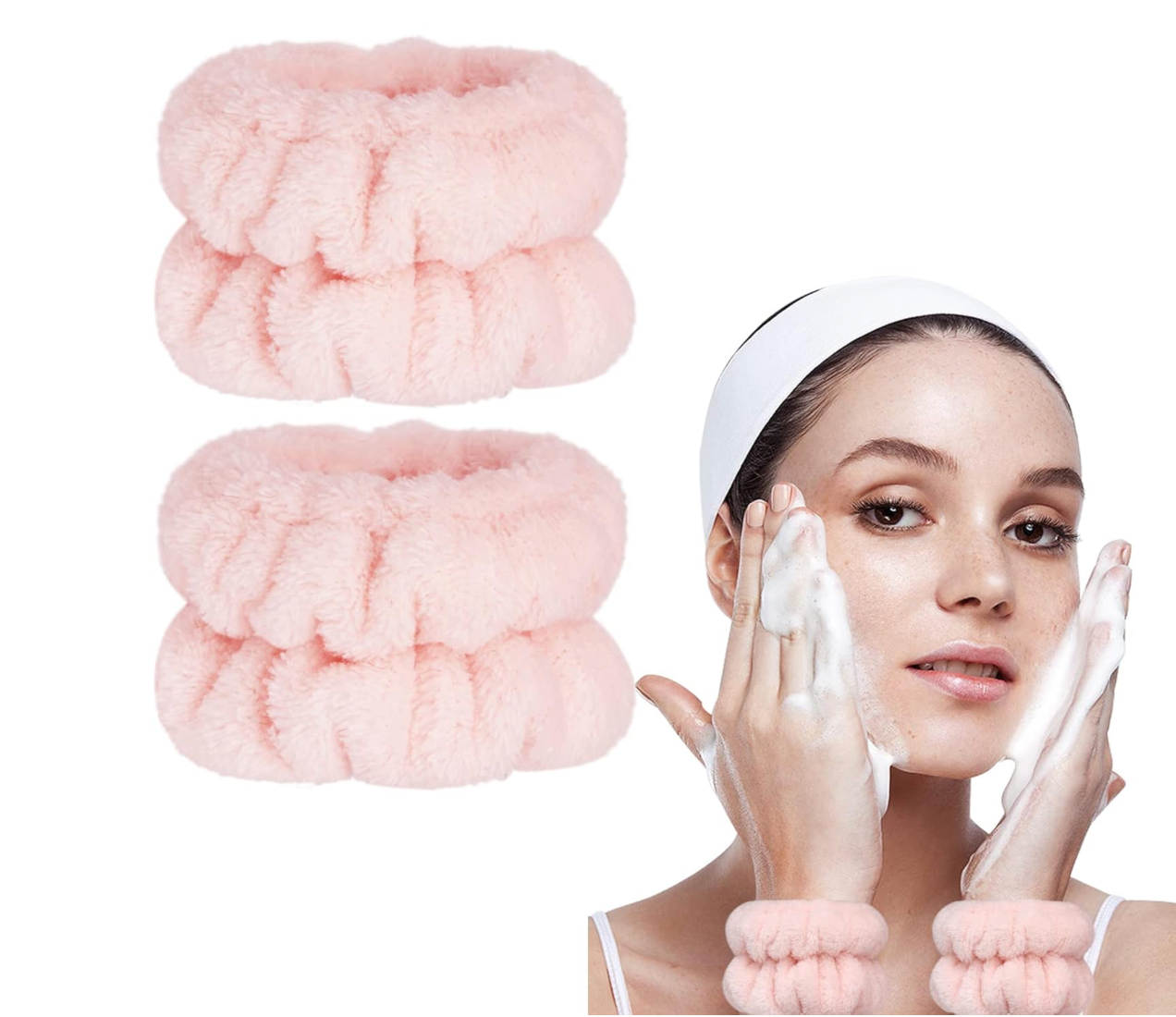 2pcs Solid Bath Wrist Band, Simple Plain Color